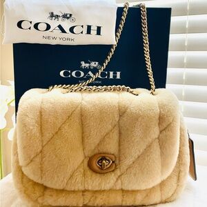 Coach Shearling Beige Pillow Madison Shoulder Crossbody Bag - NWT
